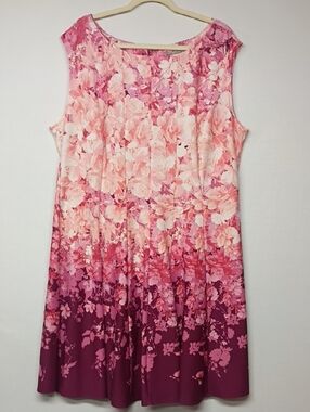 Danny & Nicole Pink Floral Ombre Sleeveless Casual Dress